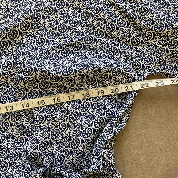 Talbots Faux Wrap Top Sz L NWT Blue White 3/4 Sleeve Tie Waist Coastal Peasant - Picture 9 of 12